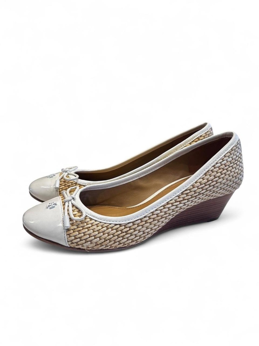 Tory Burch Women’s Neutral Wedge Ballet Flats with Bow
